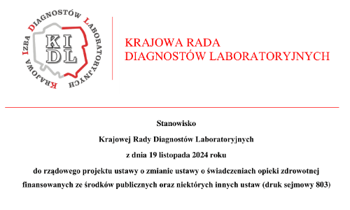 Opublikowaliśmy stanowisko Krajowej Rady Diagnostów Laboratoryjnych z dnia 19 listopada 2024 r.