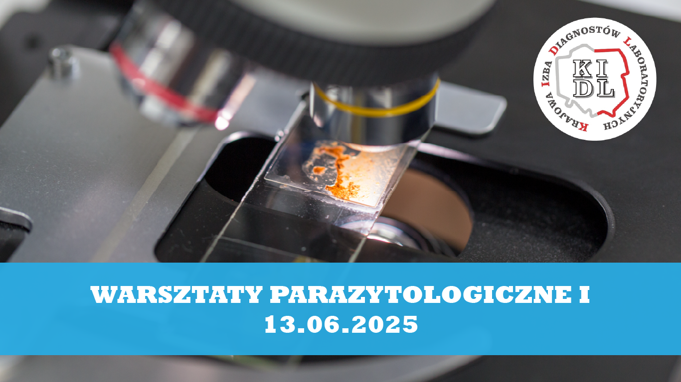 Szanowni Państwo, <br>
serdecznie zapraszamy na I Warsztaty Parazytologiczne pt. „Diagnostyka parazytologiczna układu pokarmowego” organizowane przez Krajową Izbę Diagnostów Laboratoryjnych. Jest to pierwsza, pilotażowa edycja szkolenia.
