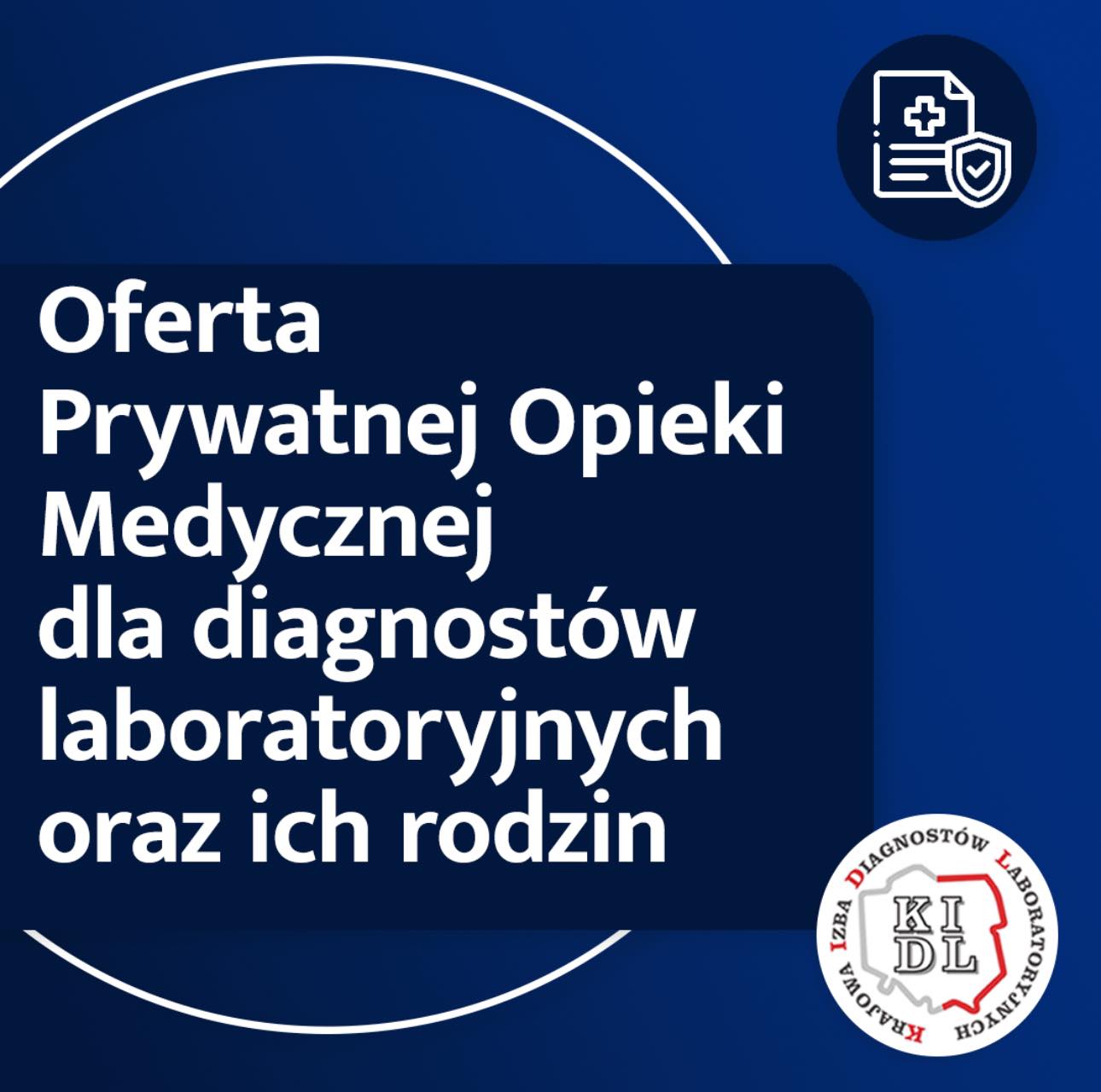 W trosce o zdrowie swoich Członków, Krajowa Izba Diagnostów Laboratoryjnych udostępnia możliwość skorzystania z Prywatnego Ubezpieczenia Zdrowotnego OPIEKA MEDYCZNA Standard oferowanego przez PZU Życie SA.