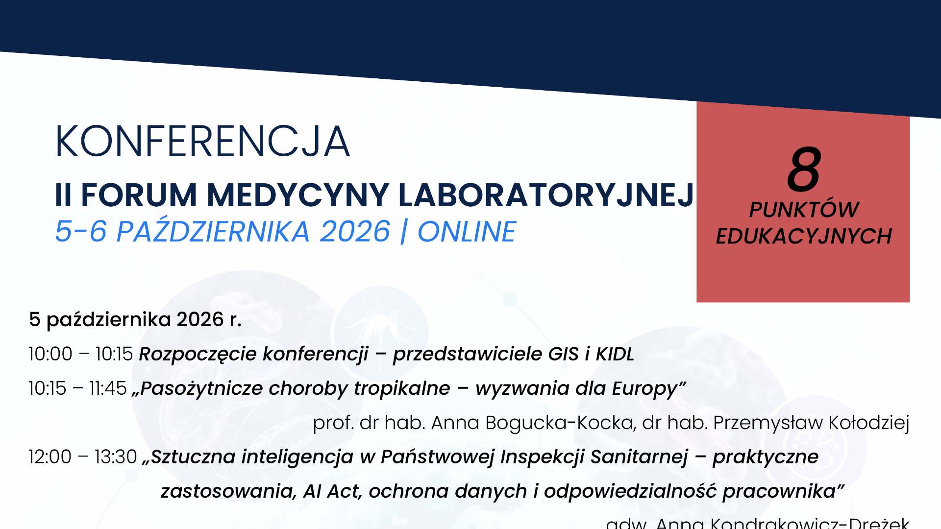 Serdecznie zapraszamy na II Forum Medycyny Laboratoryjnej - wydarzenie organizowane przez Krajową Izbę Diagnostów Laboratoryjnych oraz Główny Inspektorat Sanitarny