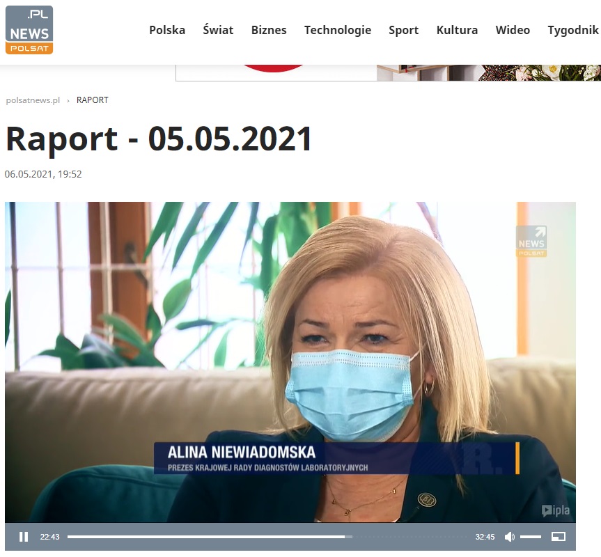 W programie "Raport" w Polsat News prezes KRDL Alina Niewiadomska mówiła o zasadności oznaczania przeciwciał, jednocześnie odradzała kupowanie testów w dyskontach czy internecie.